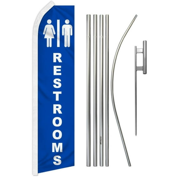 Restrooms Super Flag & Pole Kit