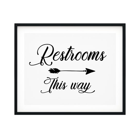 Restrooms This Way (Cursive Right Arrow) 8 x 10 UNFRAMED Print Business & Events Decor Wall Art