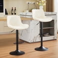 thumbnail image 1 of RESTWORLD 2PCS Beige Adjustable 360° Swivel Bar Stools PU Leather Cushion With Backrest Footrest For Kitchen Island Home Bar Dining Room, 1 of 2