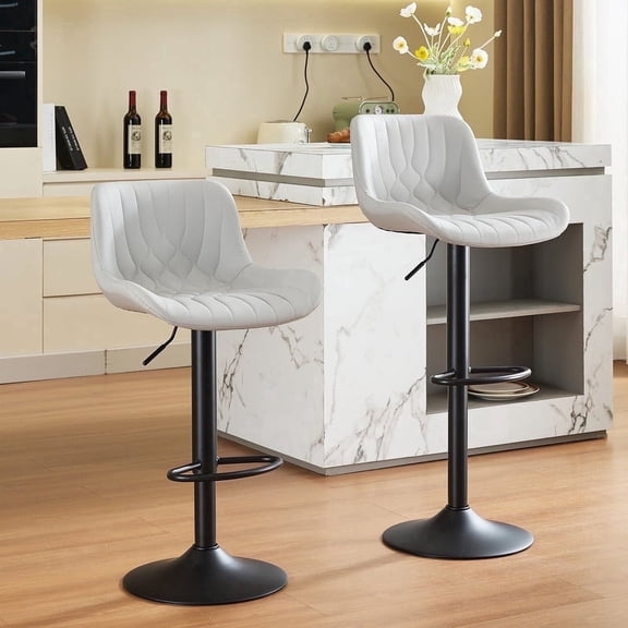 Restworld Adjustable Swivel Counter Height Bar Stools with Back, Set of 2, Modern Dining Barstools with Footrest,Grey