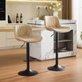 thumbnail image 1 of RESTWORLD 2PCS Khaki Adjustable 360° Swivel Bar Stools PU Leather Cushion With Backrest Footrest For Kitchen Island Home Bar Dining Room, 1 of 8