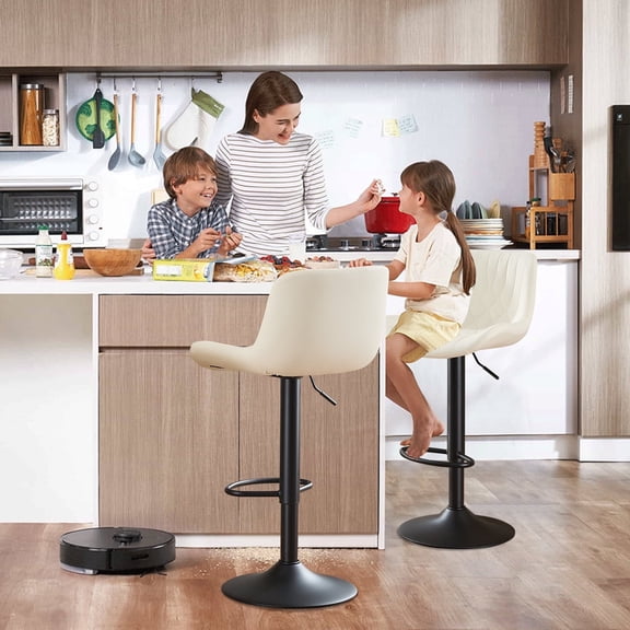 Restworld Adjustable Swivel Counter Height Bar Stools with Back, Set of 4, Modern Dining Barstools with Footrest,Beige