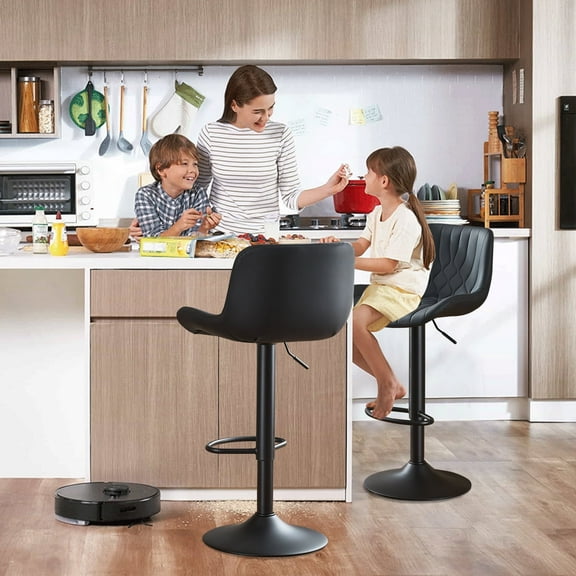 Restworld Adjustable Swivel Counter Height Bar Stools with Back, Set of 4, Modern Dining Barstools with Footrest，Black