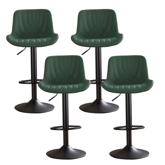 Restworld Adjustable Swivel Counter Height Bar Stools with Back, Set of 4, Modern Dining Barstools with Footrest,Green