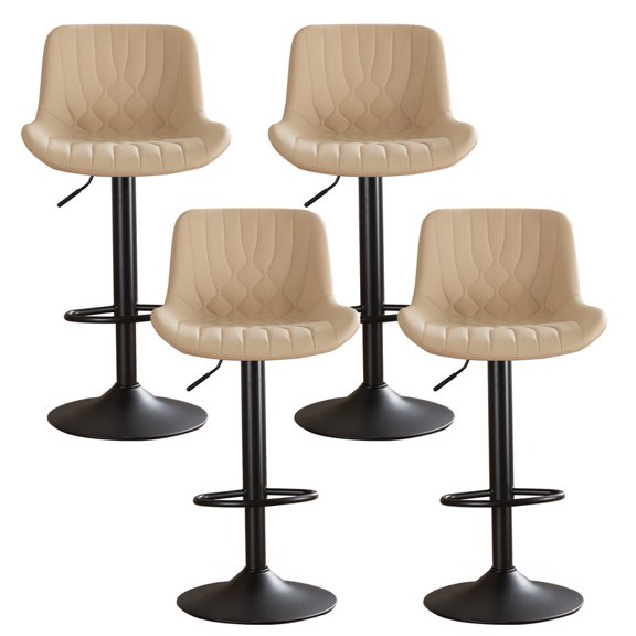 Restworld Adjustable Swivel Counter Height Bar Stools with Back, Set of 4, Modern Dining Barstools with Footrest,Khaki