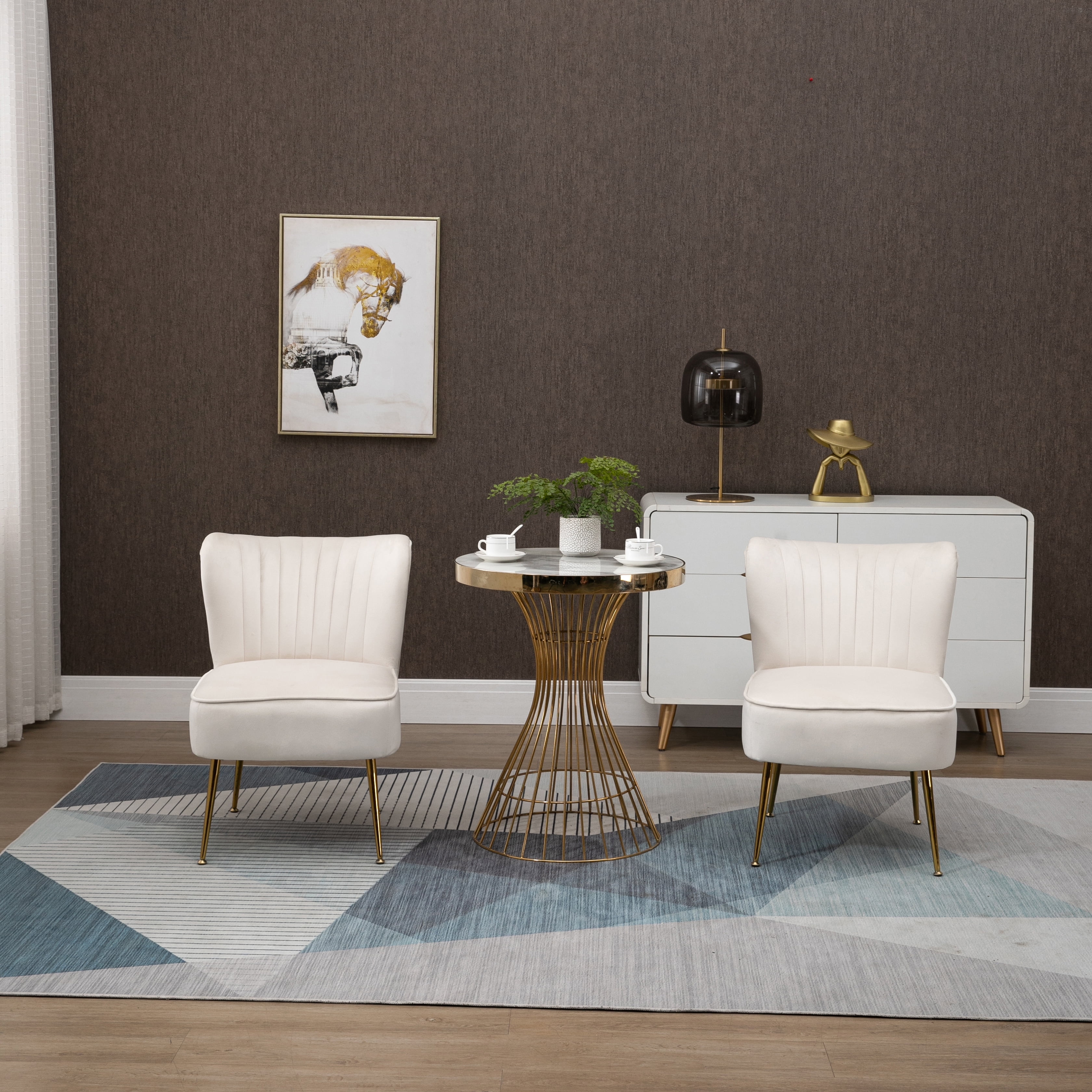 Restworld Modern Velvet Dining Chair Set of 2with Tufted Backrest and ...