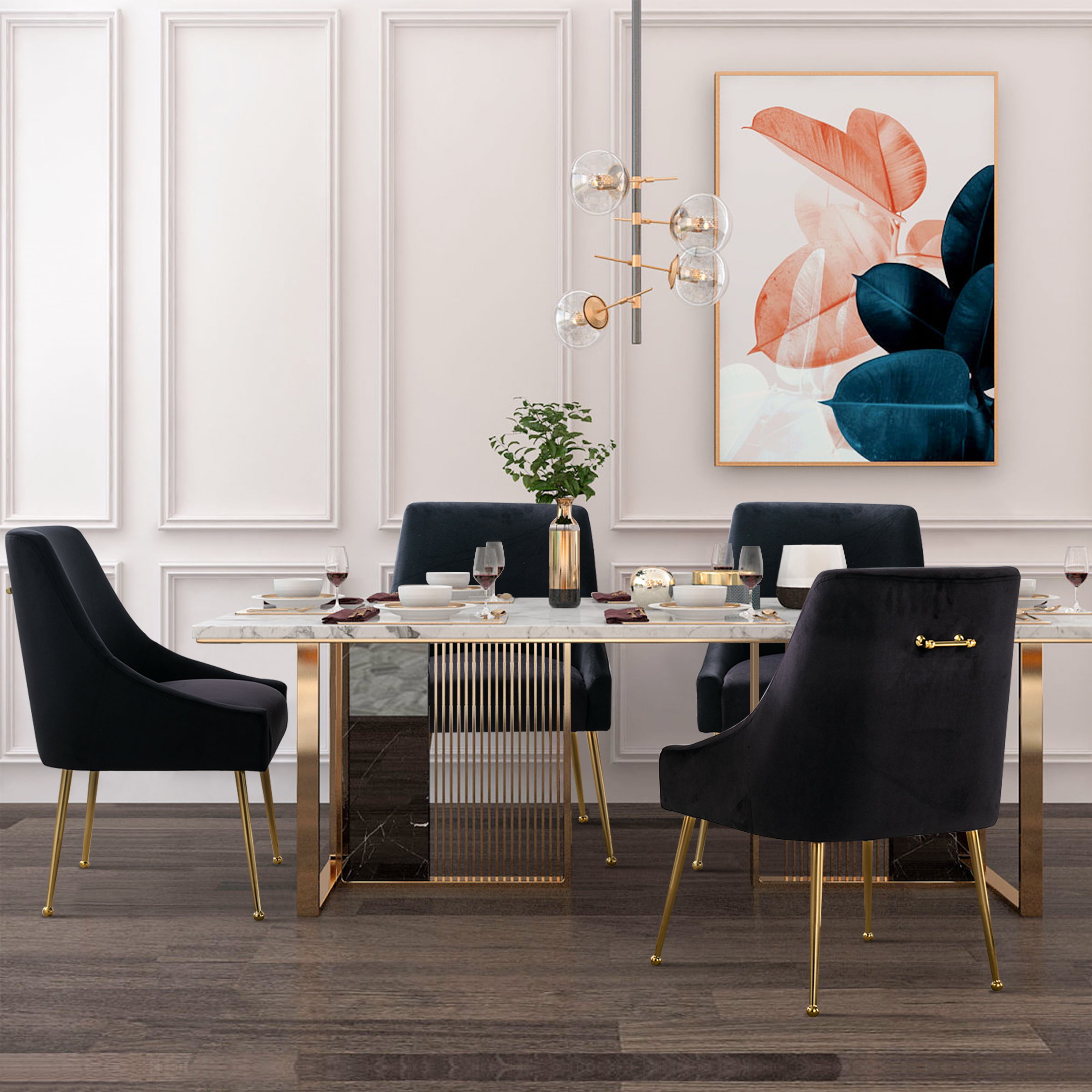 Restworld Velvet Dining Chairs Set of 4, Modern Upholstered Dining