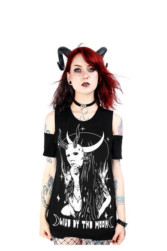Live by the Moon Cold Shoulder Gothic Shirt (XL)