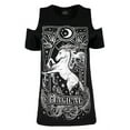 thumbnail image 1 of Restyle Magical Unicorn Gothic Women's Cold Shoulder Shirt, Gray (Medium), 1 of 1
