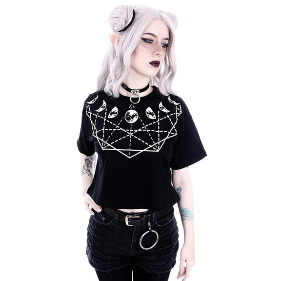 Restyle Moon Geometry with Moon Phases Gothic Women's Crop Top, Small