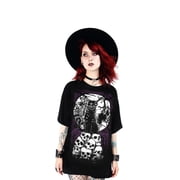 Restyle Morbid Cat Gothic Oversized T Shirt, Black Medium