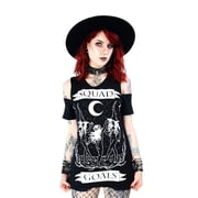 Restyle Squad Goals Gothic Witches Cold Shoulder Shirt, Black XS