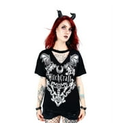 Restyle Witchcraft Gothic V-Neck with Choker Shirt, Black Large