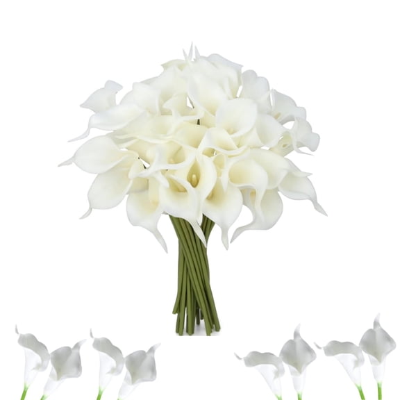 Resuable Artificial Flowers,Yahome White Artificial Calla Lily Bouquet for Home,13.5x4In Reusable Fake Flowers for Office,Kitchen Decoration