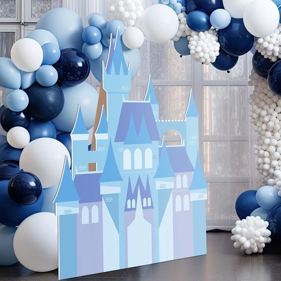 Resurhang 5ft Winter Wonderland Princess Castle Cardboard Large Decor Wonderland Snow Castle Cutout Stand for Princess Girl Snowflake Birthday Party Winter Decor Party Decorations Y101