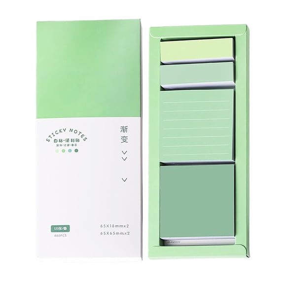 Aesthetic Stationery Supplies Sticky Notes,Lined Sticky Note Pads,Portable Sticky Notes,Writable and Repositionable Sticky Notes,Self-Stick Index Tabs Flag Organizer for Planner (Green)