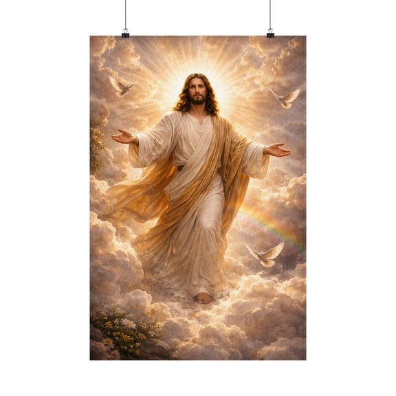 Resurrected Jesus Christ Poster, Christian Wall Art, Religious Inspirational Decor