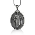 thumbnail image 1 of Resurrected Jesus The Christus Statue Silver Oval Medal, Customizable Necklace, Catholic Gifts for Women, Necklace Silver Christian Men, 1 of 5
