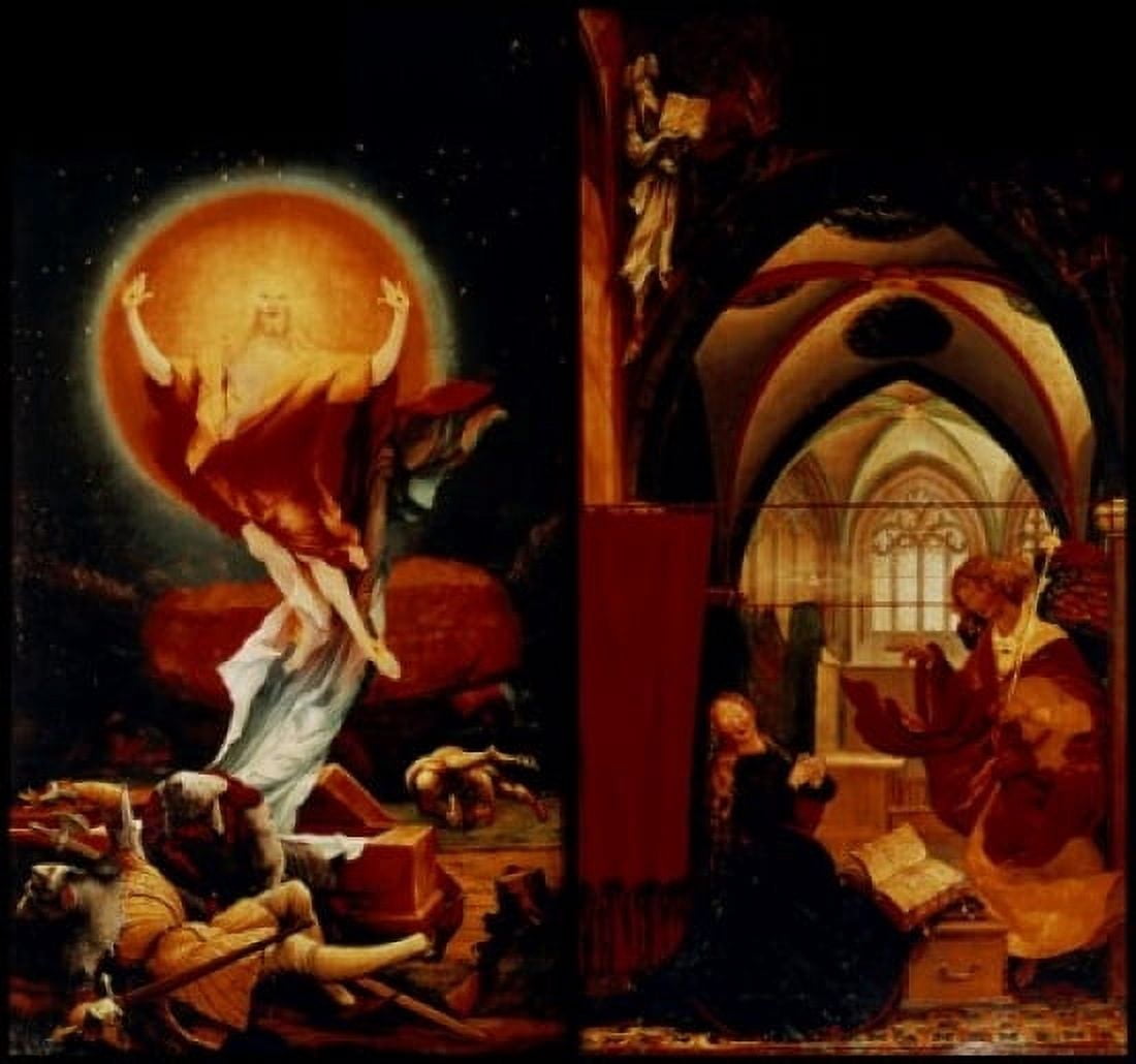 Resurrection & Annunciation C1510-15 Grunewald Matthias (147080-1528German) Oil on Wood Panel Musee dUnterlinden Colmar France Canvas Art - Matthias Grunewald (24 x 36)