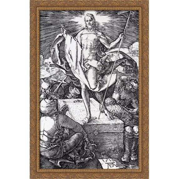 Resurrection (Engraved Passion) 26x40 Large Gold Ornate Wood Framed Canvas Art by Albrecht Durer
