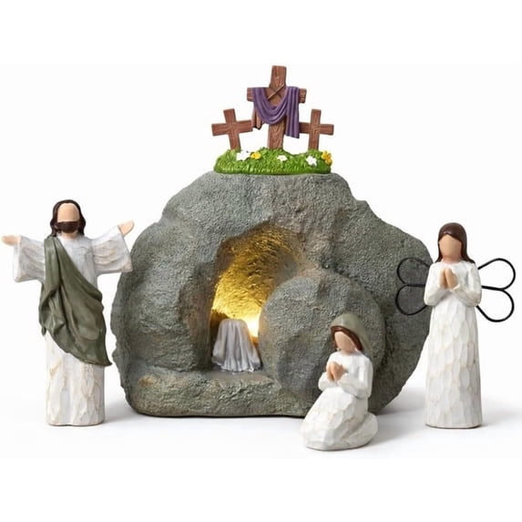 Resurrection Light Empty Tomb Easter Scene with LED Illumination – Religious Garden and Indoor Decoration for Celebrations, Worship, and Seasonal Tradition