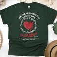 thumbnail image 1 of Resurrection and Life T-Shirt – John 11:25 Christian Tee with Blood Heart and Crown of Thorns, Forest Green, Size 2XL, 1 of 6