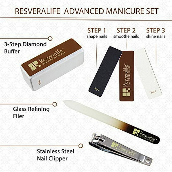 Resveralife Advanced Nail Kit, Strong Durable Set for Manicure and Pedicure