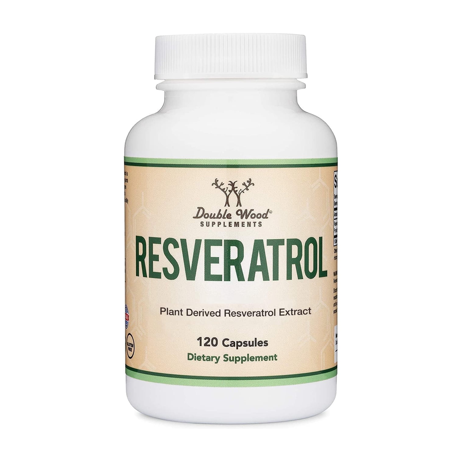Resveratrol 500mg Per Serving, 120 Capsules (Natural Resveratrol Polygonum Root Extract Providing 50% Trans-Resveratrol) Anti-Aging Support by Double Wood Supplements
