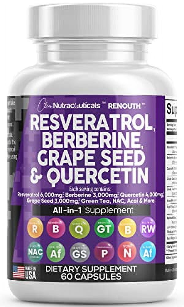 Resveratrol 6000mg Berberine 3000mg Grape Seed Extract 3000mg Quercetin