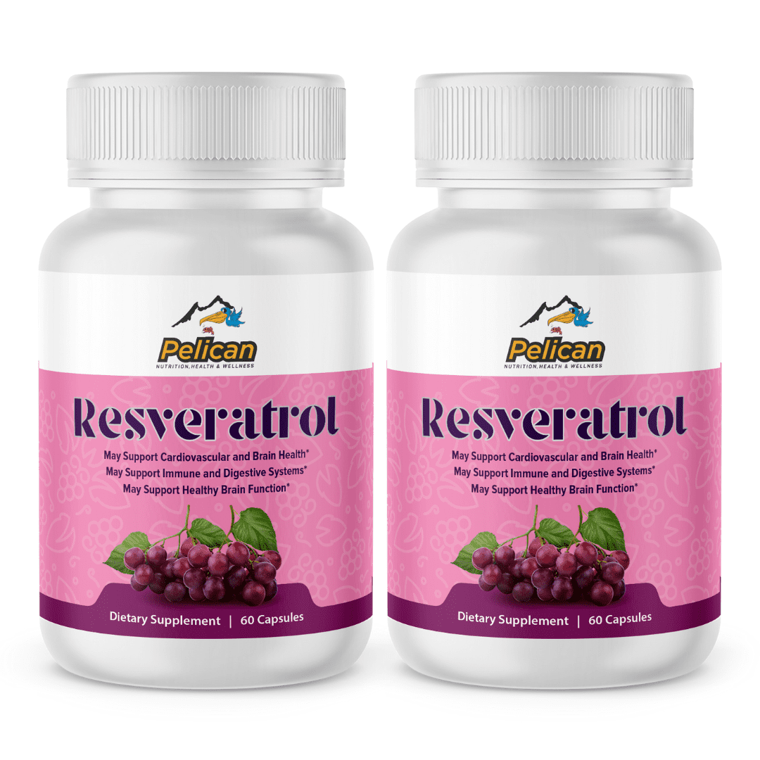 Resveratrol- Anti-Aging & Brain Health- 2 Bottles-120 Capsules-Pelican Vitamins
