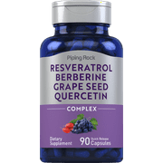 Resveratrol Supplement | with Berberine Grape Seed & Quercetin | 90 Capsules | by Piping Rock