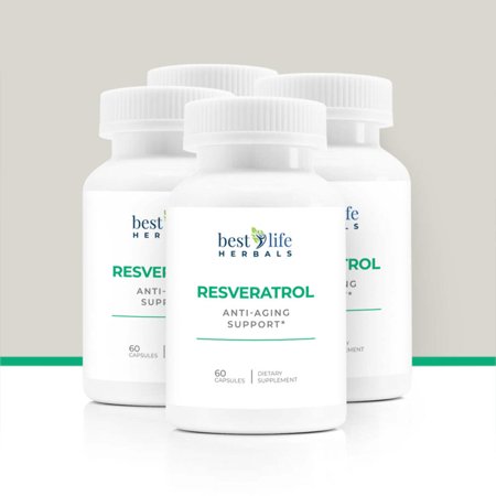 Resveratrol Dietary Supplement - 60 Capsules - All Natural Antioxidant - Supports Enhanced Circulation and Heart Health with Concentrated Pomegranate Extract - 4 Bottles