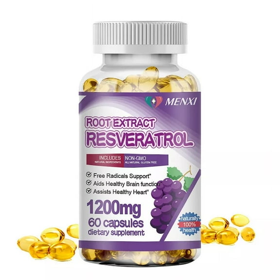 MENXI Resveratrol 1200mg Capsules with NAD+ Booster & Nicotinamide Riboside, Cellular Health & Energy Support Supplement, 60 Capsules