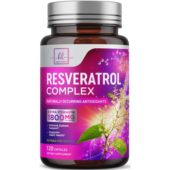 Resveratrol Blend 1800mg per Serving Supplement - Extra Strength Antioxidant Complex for Healthy Aging & Immune Support, Heart Health & Energy Support, Bioavailable Trans-Resveratrol - 120 Capsules