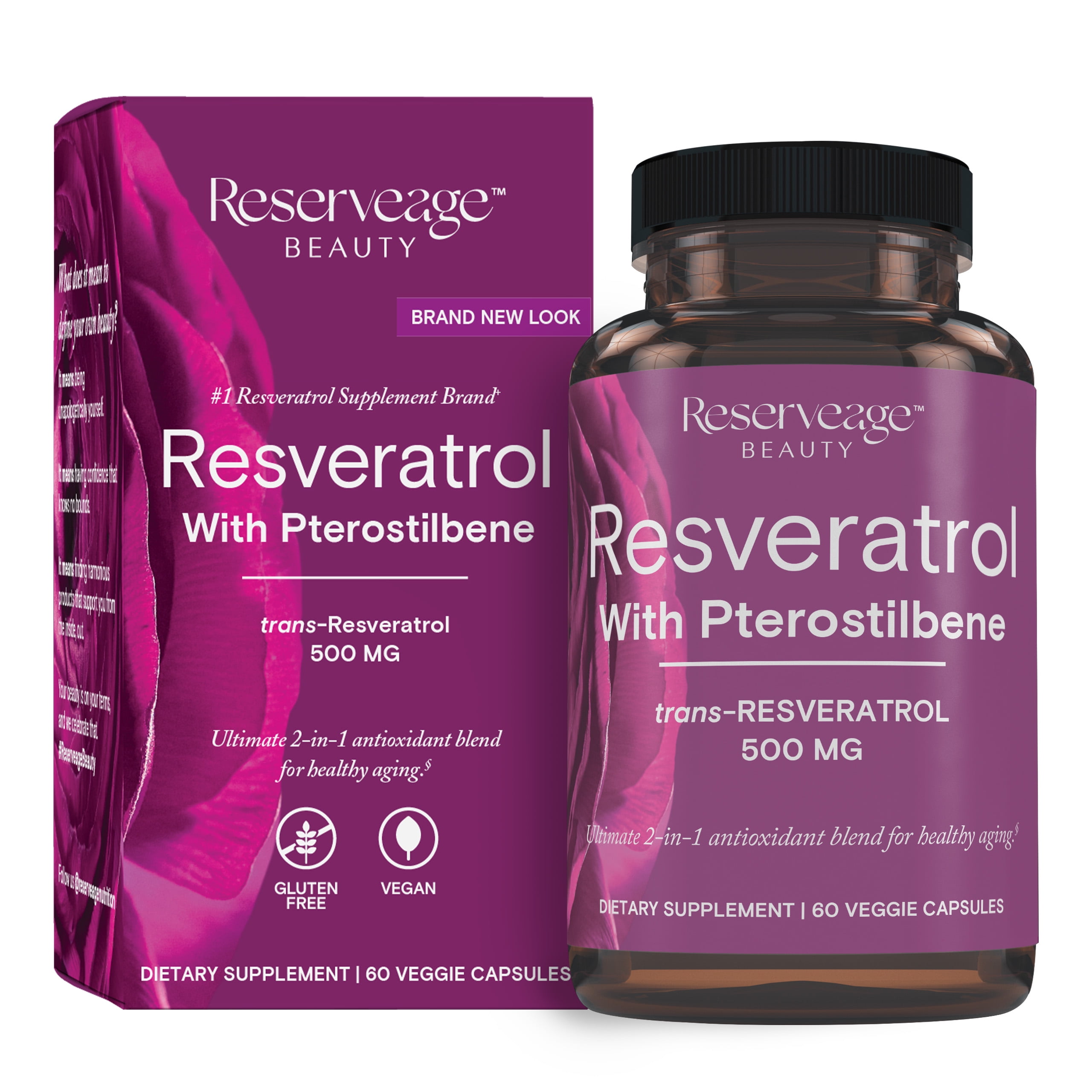 Resveratrol with Pterostilbene , 500 mg, 60 Veggie Capsules, ReserveAge