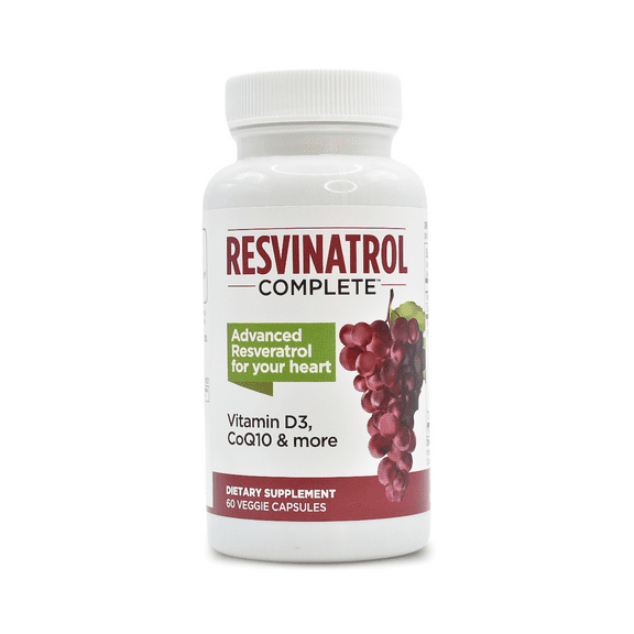 Resvinatrol Complete Capsules, 60 Count - Resveratrol Supplement Supports Heart Health, Healthy Aging and Immune Health