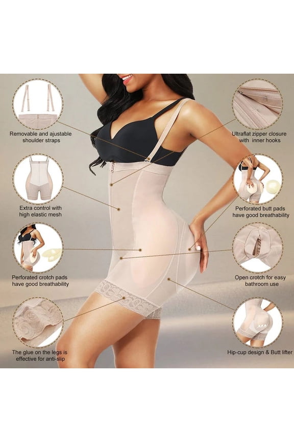 Butt Lifter High Waist Lace Removable Pads Firm Compression Shapewear