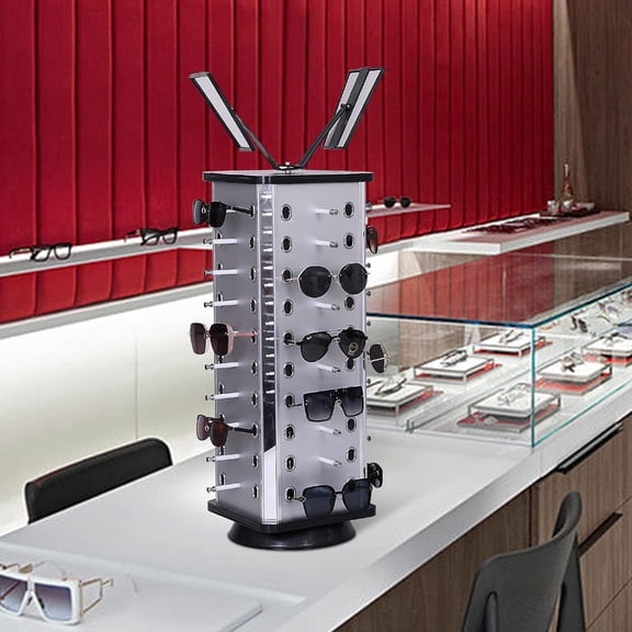 Retail Display 44 Pairs Glasses Holder Stand Rotating Sunglass Display Stand w/Mirror, Store Countertop Eyeglasses Rack