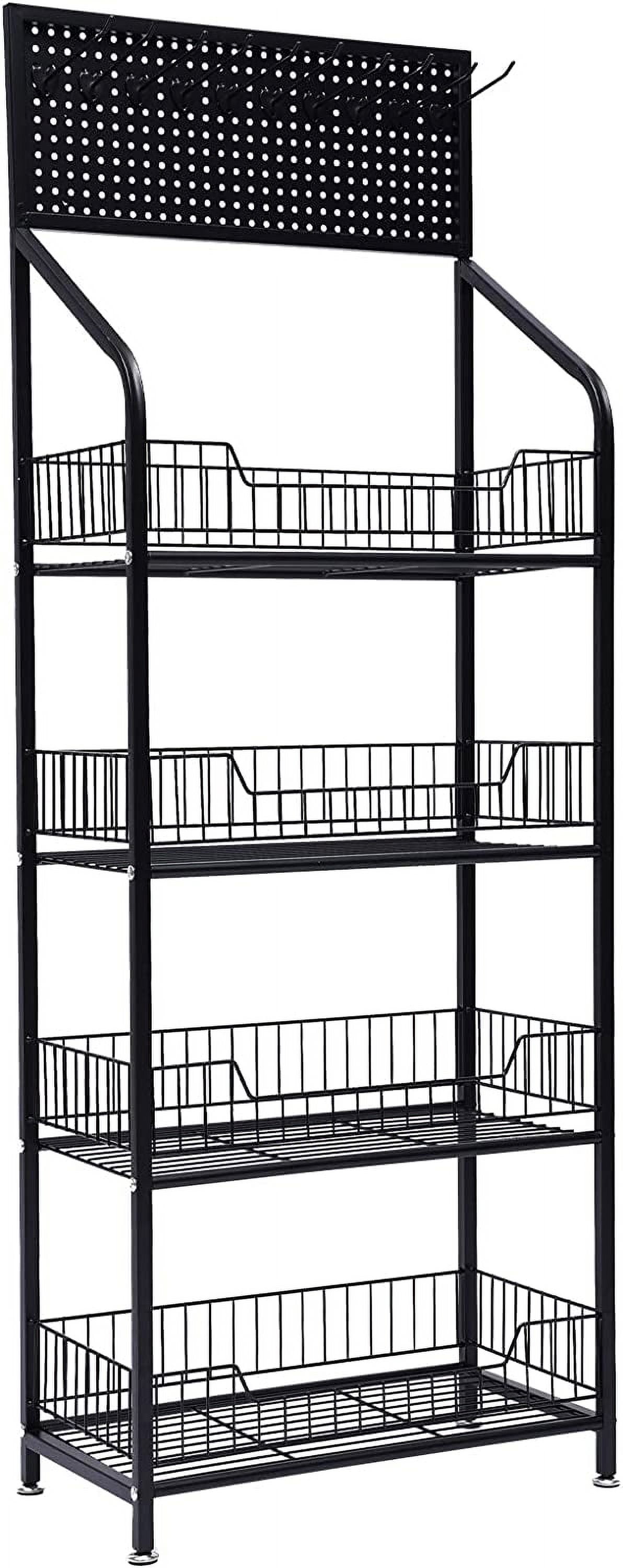 Retail Display Rack 4 Tier Stand Storage Shelf 4 Universal Wheel and 5 ...
