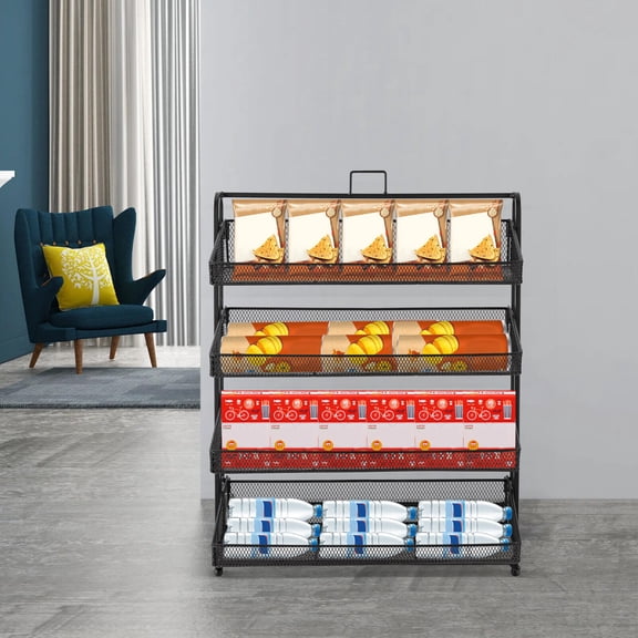 Retail Display Rack Stand Iron Snacks Candy Display 4 Tiers Storage Organizer US