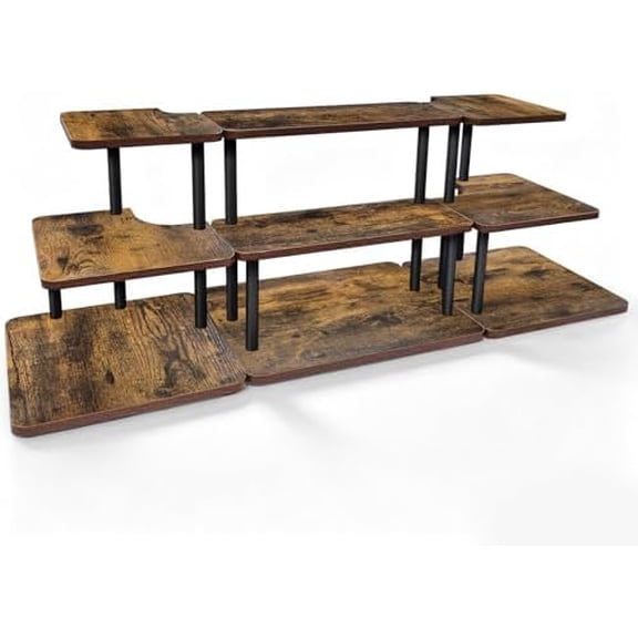 Retail Display Risers, 3 Tier Wooden Cupcake Stand Rustic Tiered Tray Stand | Large 39.4" Dessert Table Display Set, Countertop Display Shelf for Farmers' Market Vendor Events, Perfume Organizer