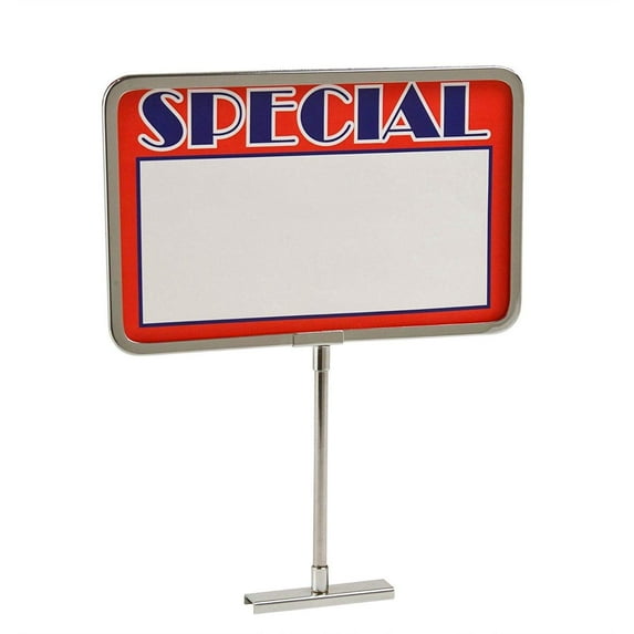 Retail Rack Chrome Frame Magnetic Base Sign Holder, 7" x 11" Card Display, 14" H, 1 Unit