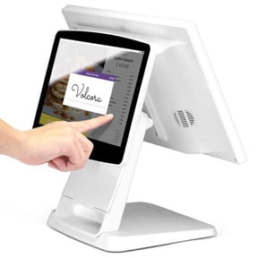 Retail and Restaurant POS Terminal Machine for Small Business, Point of Sale Cash Register with Windows 11 Professional, 15.6 & 11.6" Dual Touch Screen, White, Hardware Only