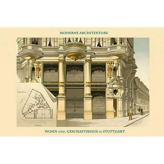 Retail Shops - Stuttgart. High quality vintage art reproduction by Buyenlarge. One of many rare and wonderful images brought forward in