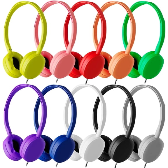 Retail and POS Training Multi-Color Headphones Bulk 10-Pack Wired On-Ear for New Hire Programs