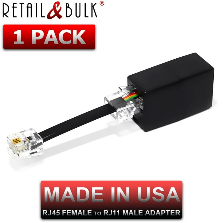 RetailAndBulk RJ45 Phone Jack to Ethernet Female to RJ11 Male with