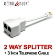 RetailAndBulk Phone Line Splitter for Landline Telephone RJ11 Jack 2