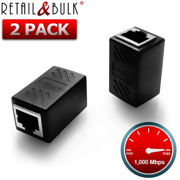 RetailAndBulk RJ45 Female to Female 1,000 Mbps High Speed Ethernet Coupler, 2 Pack