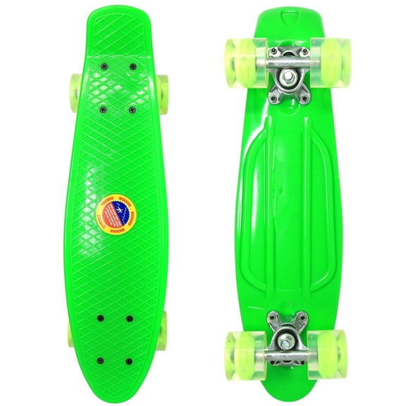 Retailery 22 Inch Skateboard With Light-Up LED Wheels, Green