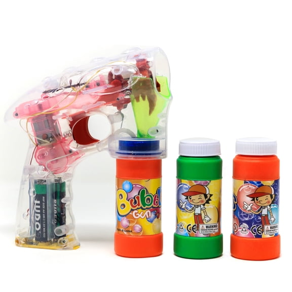 Retailery Transparent Bubble Gun Blaster With LED Lights Battery Operated